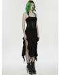 Punk Rave Black Sexy Gothic Punk Halter Irregular Ruffled Dress