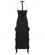 Punk Rave Black Sexy Gothic Punk Halter Irregular Ruffled Dress