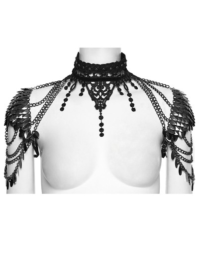 Punk Rave Silver Punk Gothic Lace Tassel Leaf Necklace