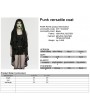Punk Rave Black Gothic Punk Versatile Hooded Vest for Women