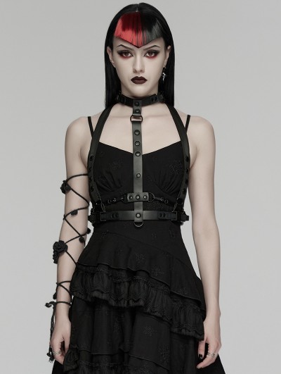 Punk Rave Black Cyberpunk Gothic Skeleton Chain Harness
