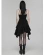 Punk Rave Black Gothic Embroidered Irregular Pleated Slip Dress