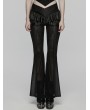 Punk Rave Black Gothic Ruffle Trim Flared Pants for Women