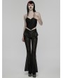 Punk Rave Black Gothic Ruffle Trim Flared Pants for Women