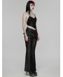 Punk Rave Black Gothic Ruffle Trim Flared Pants for Women