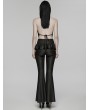 Punk Rave Black Gothic Ruffle Trim Flared Pants for Women