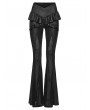 Punk Rave Black Gothic Ruffle Trim Flared Pants for Women