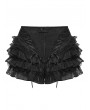 Punk Rave Black Gothic Ruffle Lace Layered Shorts for Women