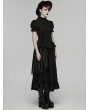 Punk Rave Black Gothic Textured Classical Ruffle Short Sleeve Shirt for Women