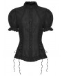 Punk Rave Black Gothic Textured Classical Ruffle Short Sleeve Shirt for Women