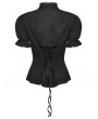 Punk Rave Black Gothic Textured Classical Ruffle Short Sleeve Shirt for Women
