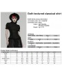 Punk Rave Black Gothic Textured Classical Ruffle Short Sleeve Shirt for Women
