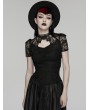 Punk Rave Black Gothic Lace Short Puff Sleeve Shirt for Women