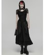 Punk Rave Black Gothic Lace Short Puff Sleeve Shirt for Women