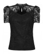 Punk Rave Black Gothic Lace Short Puff Sleeve Shirt for Women
