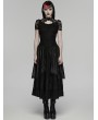 Punk Rave Black Retro Gothic Layered Lace Ruffle Long Skirt