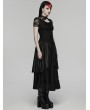 Punk Rave Black Retro Gothic Layered Lace Ruffle Long Skirt