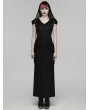Punk Rave Black Elegant Gothic Nun Hooded Cape Fishtail Long Dress