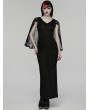 Punk Rave Black Elegant Gothic Nun Hooded Cape Fishtail Long Dress