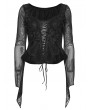 Punk Rave Black Gothic Embroidery Mesh Velvet Shirt for Women
