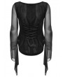 Punk Rave Black Gothic Embroidery Mesh Velvet Shirt for Women