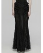Punk Rave Black Gothic Rose Lace Layered Fishtail Skirt