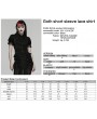 Punk Rave Black Retro Gothic Short Sleeve Lace Shirt for Women