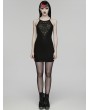 Punk Rave Black Gothic Perspective Sexy Knit Short Slip Dress