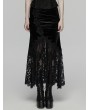 Punk Rave Black Gothic Velvet Lace Ruched Fishtail Skirt