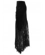 Punk Rave Black Gothic Velvet Lace Ruched Fishtail Skirt