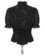 Punk Rave Black Gothic Decadent Sexy Short Puff Sleeve Shirt for Women