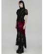 Punk Rave Black and Red Gothic Velvet Lace Ruched Fishtail Skirt