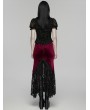 Punk Rave Black and Red Gothic Velvet Lace Ruched Fishtail Skirt