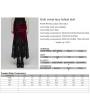 Punk Rave Black and Red Gothic Velvet Lace Ruched Fishtail Skirt
