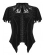 Punk Rave Black Gothic Gorgeous Rose Embossed Velvet Top for Women