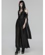 Punk Rave Black Sexy Gothic Off Shoulder Deep V-Neck Long Dress