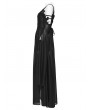 Punk Rave Black Sexy Gothic Off Shoulder Deep V-Neck Long Dress