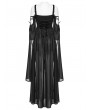 Punk Rave Black Sexy Gothic Off Shoulder Deep V-Neck Long Dress