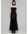 Punk Rave Black Gothic Sequin Embroidered Lace Velvet Fishtail Skirt