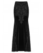 Punk Rave Black Gothic Sequin Embroidered Lace Velvet Fishtail Skirt