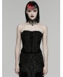 Punk Rave Black Gothic Embroidered Velvet Corset Top for Women