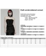 Punk Rave Black Gothic Embroidered Velvet Corset Top for Women