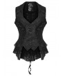 Punk Rave Black Gothic Embroidered Lace Visual Vest for Women