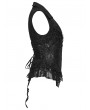 Punk Rave Black Gothic Embroidered Lace Visual Vest for Women