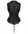 Punk Rave Black Gothic Embroidered Lace Visual Vest for Women