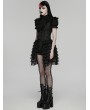 Punk Rave Black Gothic Women's Jacquard Vest with Layered Skirt