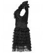 Punk Rave Black Gothic Women's Jacquard Vest with Layered Skirt