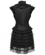 Punk Rave Black Gothic Women's Jacquard Vest with Layered Skirt