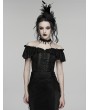 Punk Rave Black Gothic Ruffle Lace Off Shoulder Shirt for Women