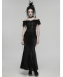 Punk Rave Black Gothic Ruffle Lace Off Shoulder Shirt for Women